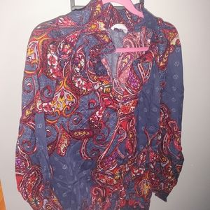 Womens blouse pasley print multi colored